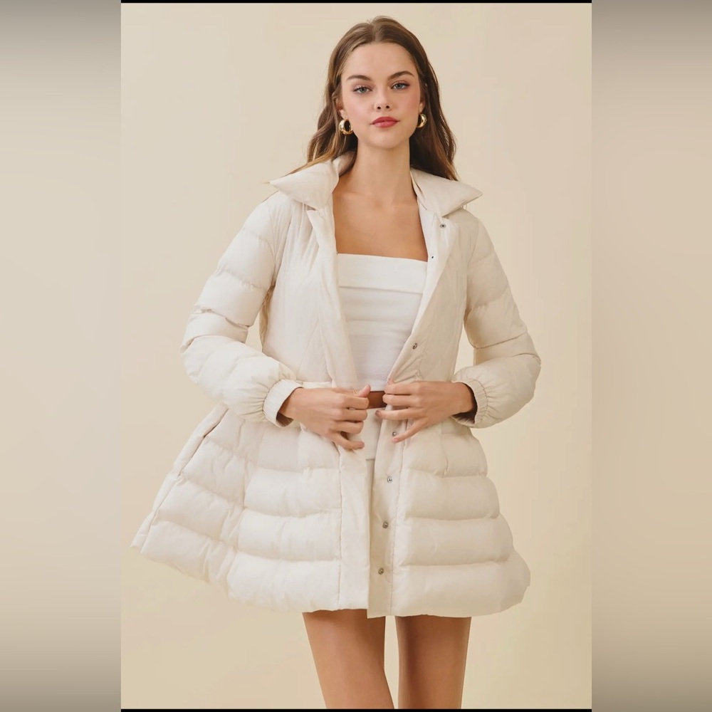 Women's Cream Puffer Jacket